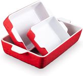 Baking Dish Set of 3 Piece, Ceramic Casserole Dishes for Oven, Bakeware Rectangular Baking Pan Set with Handles for Kitchen, Porcelain Bakeware for Cake, Lasagna, 6.5''/8.74''/11.7''