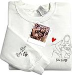 Custom Portrait Embroidered Sweatshirt Personalized Picture Hoodie Photo Embroidered Sweatshirts Outline Photo Sweatshirt Multicolor, Multicolor, Large