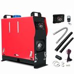 KIASTER 5KW / 8KW 12V Diesel Air Heater All-in-one Parking Heater Diesel Night Heater With LCD Switch & Remote Control for Car Trucks Boat Trailer Caravan Campervans (Single Hole Red, 5KW)