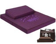 Zafu Zabuton Meditation Set consisting of Zafu Meditation Cushion and Zabuton Mat for Sitting Meditation and Yoga with Detachable Zipper Design (Purple,80*80cm)