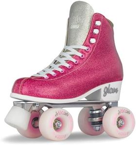 Crazy Skates Glam Roller Skates | Adjustable or Fixed Sizes | Glitter Sparkle Quad Skates for Women and Girls - Pink (Size: Womens 2 / Mens 2)