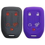 2Pcs Coolbestda Rubber Key Fob Cover Keyless Entry Protector Holder Skin Wallet for 2021 2020 2019 Chevy Chevrolet Silverado 1500 2500HD 3500HD GMC Sierra 1500 2500HD 3500HD HYQ1EA