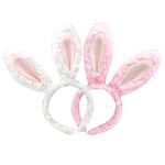 2pack Bunny Ears for Kids Adult Baby, White Pink Plush Rabbit Headband,Birthday Cosplay Party Supplies