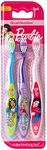 Brush Buddies Barbie Manual Soft Bristled Toothbrush for Kids, Multi-Colored & Fun Toddler Toothbrush, Anti-Slip Grip Handle, Kids Travel Toothbrush, 3 Pack