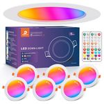 DUSKTEC LED Downlights for Ceiling, RGB Spot Light with Remote Control, 10W Warm White to Cool White Recessed Ceiling Lights Dimmable, IP44 Colour Changing Spotlights for Bathroom Kitchen Living Room