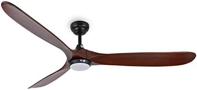 reiga 178cm Moderno ventilatore da soffitto a pale in legno massello con kit di illuminazione LED dimmerabile, App, Alexa, Google Home, telecomando, motore DC reversibile per interni/esterni