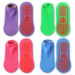 Tphon Non Slip Kids Trampoline Socks Anti Skid Socks with Grippers for Toddler Children Grip Socks for Boys Girls, 06 Blue/Green/Purple/Red, 2-5T