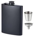 Store2508 Stainless Steel Hip Flask with Funnel & Shot Glass Matte Finish, 8 Oz (236ml) (Black 1 Set)