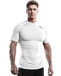 DRSKIN 4 or 3, 1 Pack Men's Compression Shirt Short Sleeve Top Sports Baselayer T-Shirt Athletic Workout Running Cool Dry, Sw-wn086, XX-Large