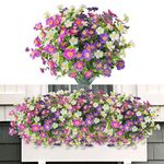 ROLLWAY 6 Bundles Artificial Flowers Balcony Artificial Flowers Weatherproof Artificial Plants Outdoor Bouquet Plants UV-Resistant Balcony Plants Like Real for Balcony Box Indoor Outdoor Outdoor Silk