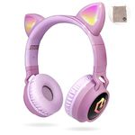 PowerLocus Wireless Bluetooth Headphones for Kids, Kid Headphone Over-Ear with LED Lights, Foldable Headphones with Microphone,Volume Limited,Wireless and Wired Headphone for Phones,Tablets,PC,Laptops