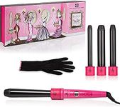 Brilliance New york Women's C4HP Digital Quad Barrel Curling Iron Diamond Dust Technology | Plus Free Heat Resistant Glove, Hot Pink