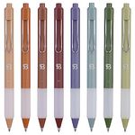 BLIEVE - Earthy Colored Gel Pens With Cool Matte Finish, Aesthetic and Cute Pens With Smooth Writing For Journaling And Bible Note Taking No Bleed Through, Drawing Pen, Cute School Supplies 8 Pack