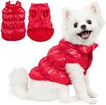AOFITEE Dog Coat, Waterproof Dog Jacket, Winter Dog Coats for Small Dogs, Fleece Dog Snowsuit Warm Dog Puffer Jacket, Cozy Pet Winter Vest, Dog Cold Weather Coats for Small Medium Dogs, Red, 2XL