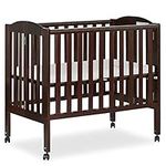 Dream On Me 2 in 1 Portable Folding Stationary Side Crib in Espresso, Greenguard Gold Certified 40x26x38 Inch (Pack of 1)