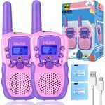 DILISS Walkie Talkies, Rechargeable Talkie for Kids, 3-10 Year Old Boys & Girls Birthday Gifts, Talkies with Backlit LCD Flashlight, 3 KM Range Kids to Outside Adventures (Pink)