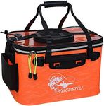 WHCDSTGJ Transparent Top Cover Fishing Bucket, Foldable Fish Bait Bucket, Multifunctional Minnow Bucket, Live Fish Container, Fish Protection Bucket, Outdoor Camping Fishing Bag. (Orange, 6 Gallon)