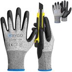 KAYGO Cut Resistant Gloves, MicroFoam Nitrile Coated, ANSI Cut level A3,Superior Grip Performance,Safety Work Gloves For Men and Women, KG21NB, 2 Pairs Grey, Medium