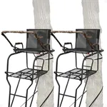 Big Game 2-Pack 1-Person Ladder Tree Stand for Hunting Deer, Hunter HD, 18.5' Tall, Black - Adjustable Climbing Treestand with Platform and Safety Harness for Shooting