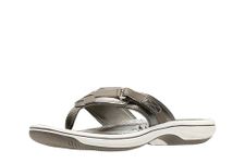 Clarks Women's Breeze Sea Flip Flop, New Pewter Synthetic, 2.5 UK M