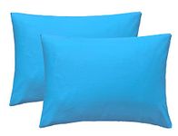 iMaylex Soft 100% Cotton Zipper Closure Pillowcases, Cozy and Lightweight Pillow Case, Set of 2, Blue, Queen, 20" x 30"