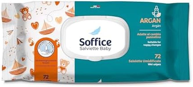 Soffice Baby Argan Lot de 12 paquets contenant chacun 72 lingettes pour bébé, avec couvercle, 370 g