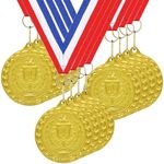 Medals for Children, 12-Pack Gold Metal Medal Olympic Decoration Sports Day Medals with Ribbon Necklace for Sports Day Prizes, Gymnastics Competitions, Party Gifts, Kids Adults