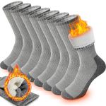 ProEtrade Merino Wool Hiking Socks for Men & Women Thermal Warm Winter Crew Thick Cushion Boot Work Stockling Stuffers Gift Socks 4 Pairs(Grey,L)