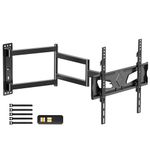 WHYFONE Corner TV Wall Bracket for 26-65 Inch TVs, Long Reach TV Bracket with 845mm Articulated Arm, 3 Folding Arms Full Motion TV Wall Mount with Swivel Tilt Extend Max VESA 400x400mm up to 35kg