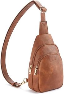 Telena Sling Bag for Women Leather Fanny Pack Crossboday Backpack Brown