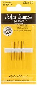 Colonial Needle 6 Count John James Plated Between Quilting Needles, Size 10, Gold