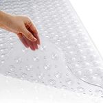 VHKD PVC Door Bathroom Mat Anti Skid Slip Blue Long Bathroom mat (Clear 100x40cm)