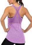 Fihapyli ICTIVE Workout Tank Tops for Women Sleeveless Yoga Tops for Women Mesh Racerback Tank Tops Muscle Tank Workout Tops for Women Backless Running Tank Tops Activewear Gym Tops Light Purple S