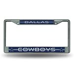 Rico Industries Dallas Cowboys Bling Chrome License Plate Frame with Glitter Accent 6 x 12.25-inches