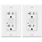 ELECTECK 2 Pack GFCI Outlets 20 Amp, Outdoor Weather Resistant (WR), Decor GFI Receptacles with LED Indicator, Ground Fault Circuit Interrupter, Wallplate Included, ETL Certified, White