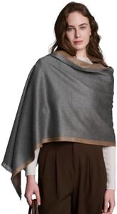 ZHE JIN 100% Mulberry Silk Wraps for Women Gentleman - Camel/Grey, 71"x24"