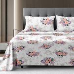 Jaipur Weaves Bedsheet King Size 100% 300 TC Pure Cotton Bed Sheet with 2 Pillow Covers, Super Soft Cozy Bedsheets Set,108x108 inches/ 9ftx9ft (Peach & Lilac, 1)