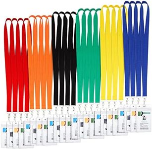 Juvale 24 Pack Bulk Colored Lanyards for ID Badges, Kids, Classroom, Hall Pass, Field Trips, Conference Name Tags, Cruise Lanyards with Clear Badge Holder (6 Colors, 36 Inches)