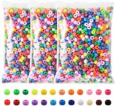 Pony Beads 3600 Pcs 6x9mm Multi-Colored Plastic Craft Beads Set, Bulk Rainbow Hair Beads 24 Assorted Colors for DIY Crafting Jewelry Making Kandi Bracelets