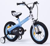 R BABY BUTTONS FREESTYLE BMX KIDS BIKES IN 4 COLOURS - IN SIZE 12,14,16 INCH WITH HEAVY DUTY REMOVABLE STABILISERS. (MATT BLUE-BLUE RIM, BUTTON-16)