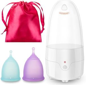 Menstrual-Cups-Steamer-Sterilizer with 2 Reusable Menstrual Cups, Period Cups Cleaner Wash Kit, Cleans Your Cup in 2-5 Mins and Will Automatic Power Off When The Temperature Reaches