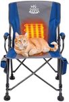 DEERFAMY Heated Camping Chair up to 150 kg with 15,000 mAh 12 V Battery, 3 Heat Settings, Fishing Chair, Carp Chair, Foldable with Drink Holder, Pockets for Winter Seat and Outdoor Sports