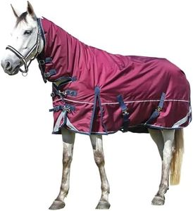 LEAFOREST 1680D Turnout Horse Winter Blanket Waterproof Snow Proof Combo Heavy Weighted Blankets 300g Fill Sheet with Neck in The Pasture, Paddock Burgundy 81 inches