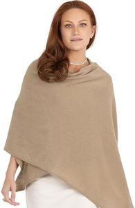Manio Cashmere 100% Cashmere Knitted Wrap Shawl Extra Scarf Stole Camel, Large