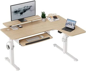 EUREKA ERGONOMIC L Shaped Standing Desk with Keyboard Tray, 155×110cm Electric Height Adjustable Computer Desk with Monitor Stand & LED Strips, Dual Motor Sit Stand Up Corner Gaming Desk (right)
