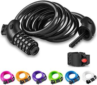 Opaza Bike Lock with 5-Digit Code, 1.2 m/4 ft Bicycle Lock Lightweight & Security Combination Cable Lock for Bicycle,Mountain Bike,Scooter - Black