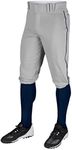 CHAMPRO Men's Triple Crown Baseball Knickers with Braid, Adult Medium, Grey with Navy Pipe