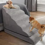 Dog Stairs & Steps for High Beds 30 Inches Tall, LitaiL 6 Steps Pet Stairs/Steps for Beds 24-30inch High for Small Large Dogs, Non-Slip Dog Ramps/Ladder for Old Dogs/Cats