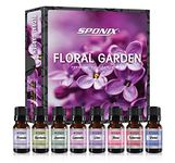 Fragrance Oil Gift Set - Floral Garden Scented Perfume Oils - Freesia, Jasmine, Rose, Gardenia, Lilac, Violet, Lavender, Tuberose - Premium Grade, 10mL Each by Sponix