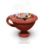 Pure Source India Natural Clay Desi Handmade Dhoop Loban Dani/Dhuni Burner Holder/Pot Stand for Puja/Hawan/Dhuni (Shop/Office/Room/Gardan etc.) (4 Inch Size 100% Pure Mitti)